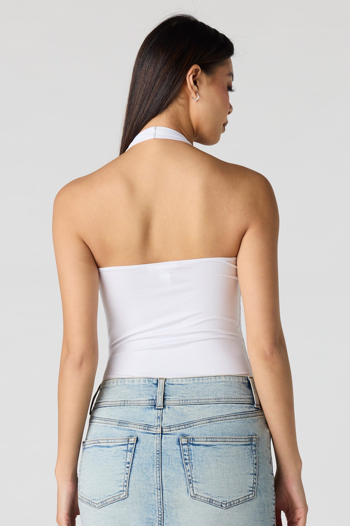 Alt View 2. Contour Halter Bodysuit - White