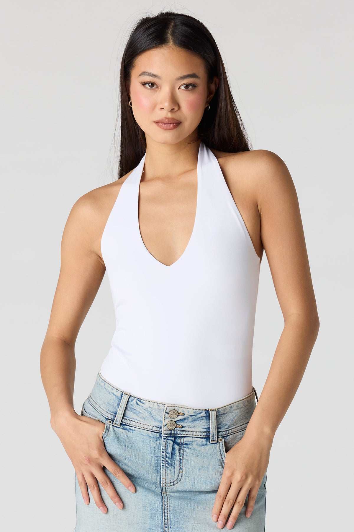 Contour Halter Bodysuit - White
