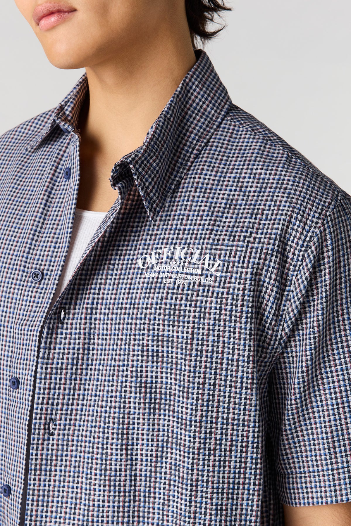 Alt View 4. Boxy Plaid Graphic Button-Up Top - Blue