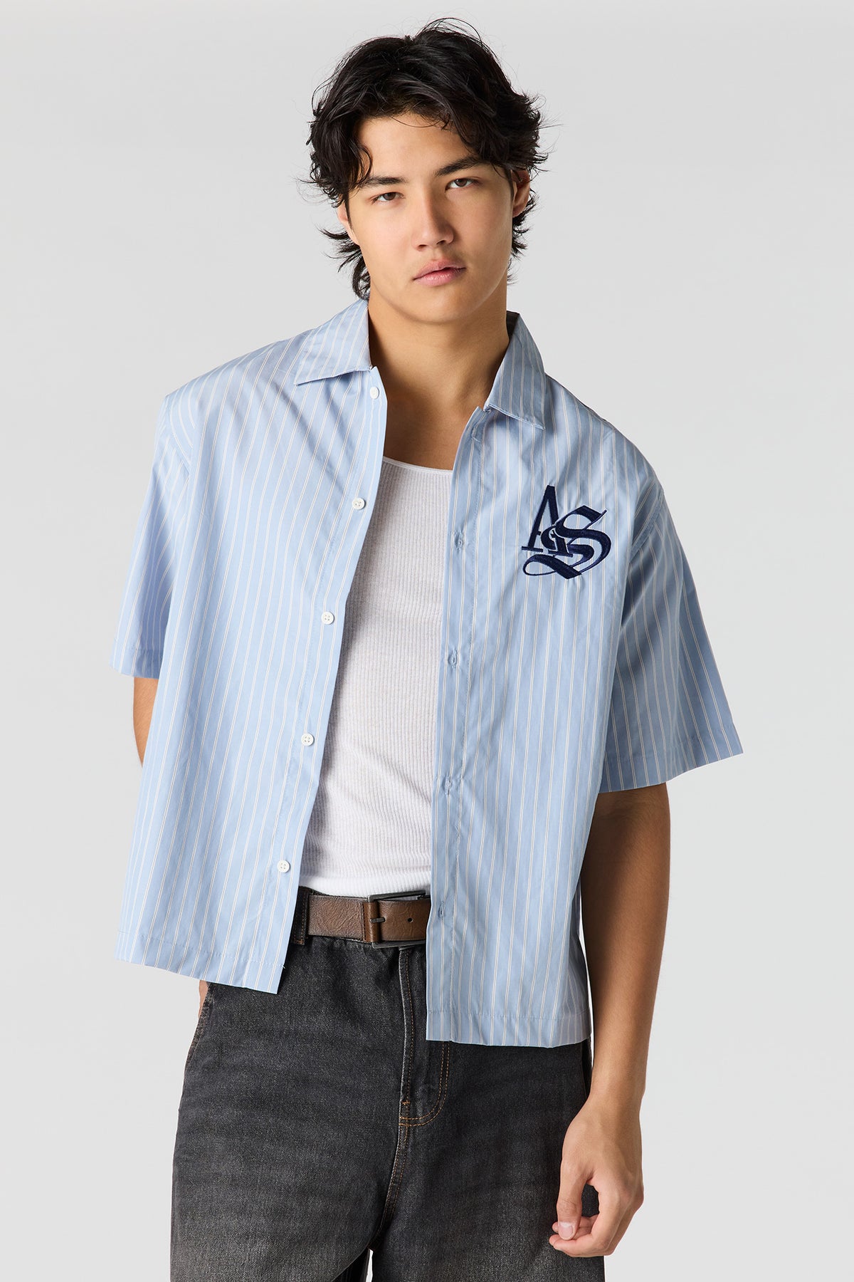 Haut carré boutonné rayé