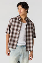 Boxy Plaid Button-Up Top