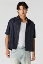 Boxy Plaid Button-Up Top