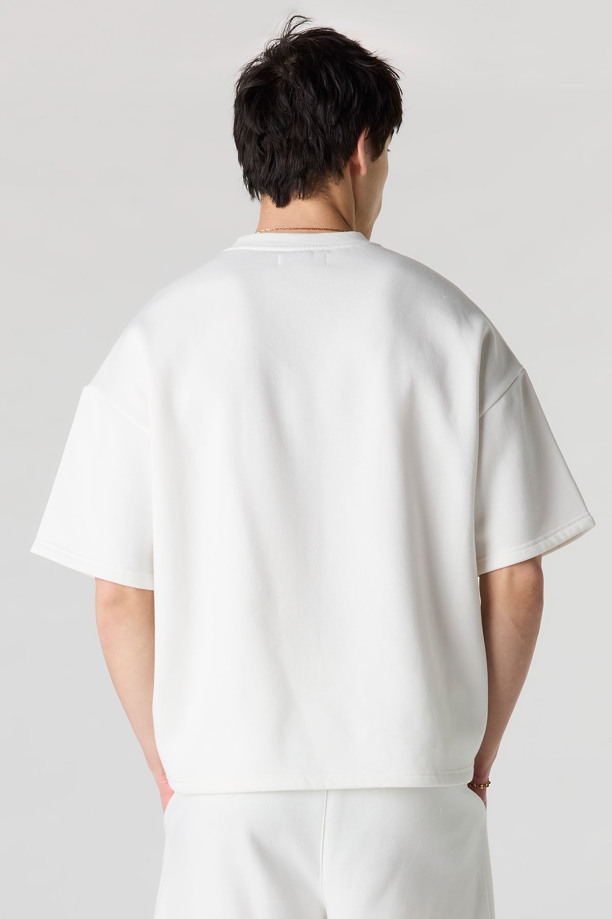 Alt View 3. Number Graphic Boxy Fleece T-Shirt - Off White