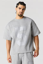 T-shirt carré en molleton à imprimé Numéro