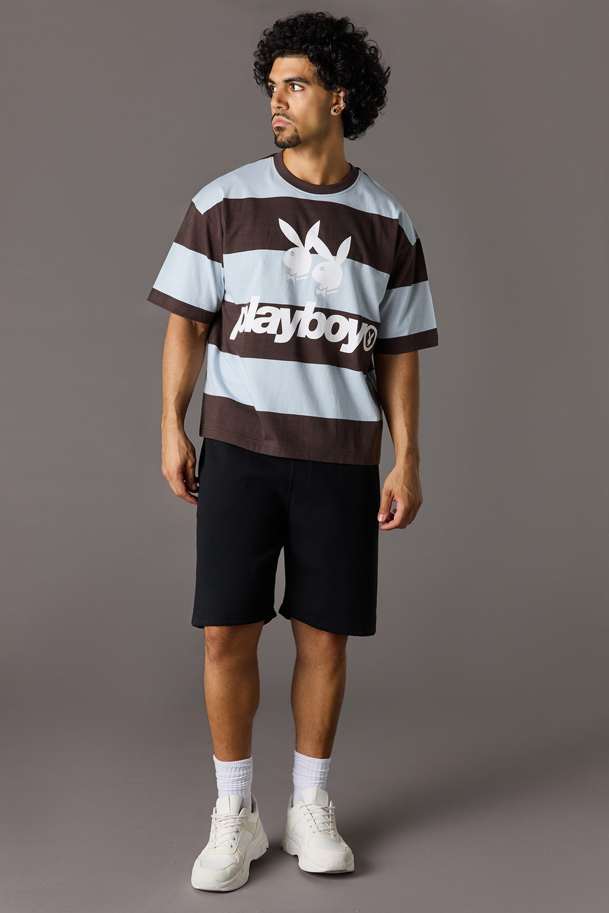 Alt View 3. Playboy Graphic Striped T-Shirt - Dark Brown