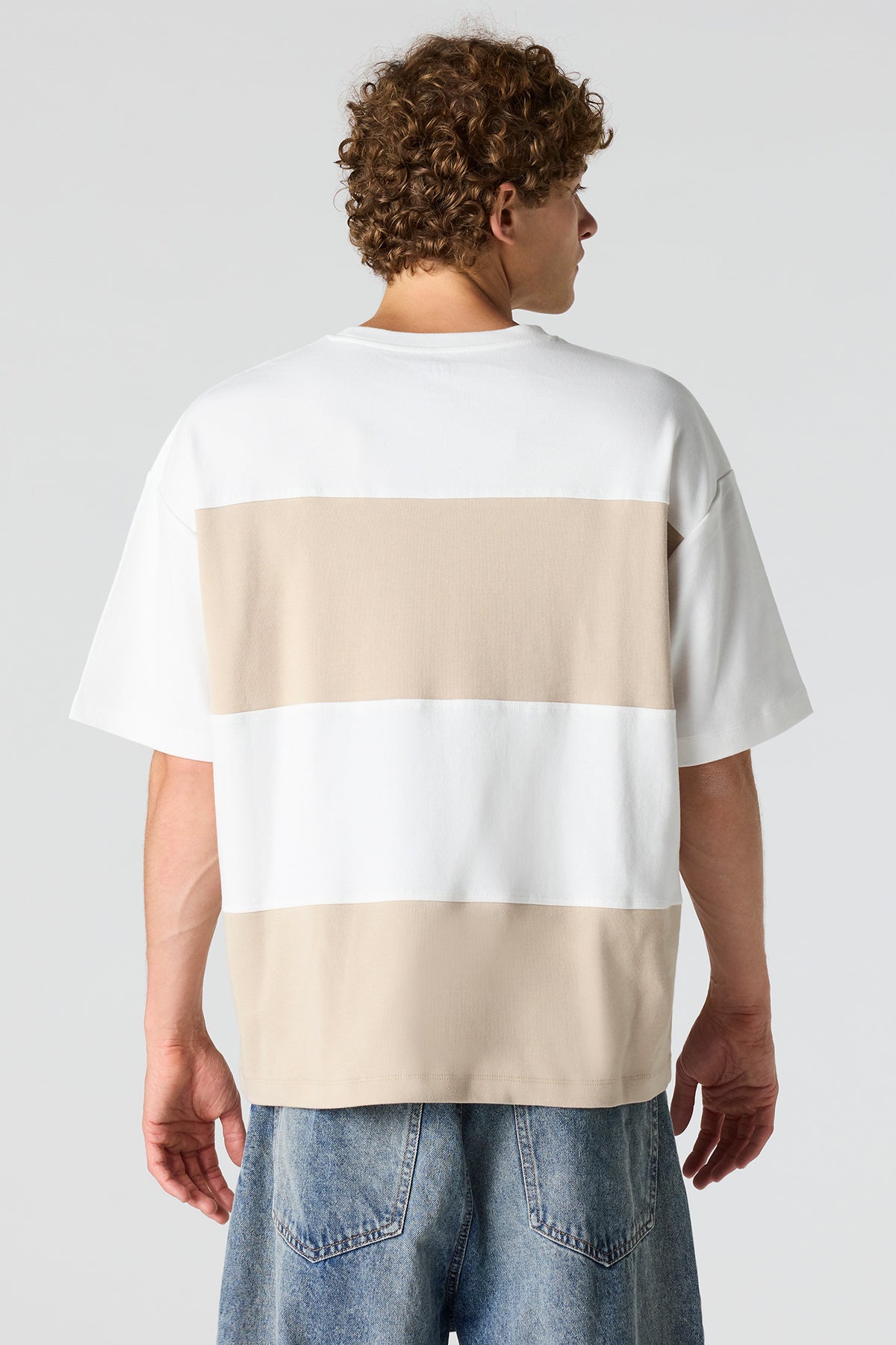 Alt View 2. Striped Boxy T-Shirt - Natural