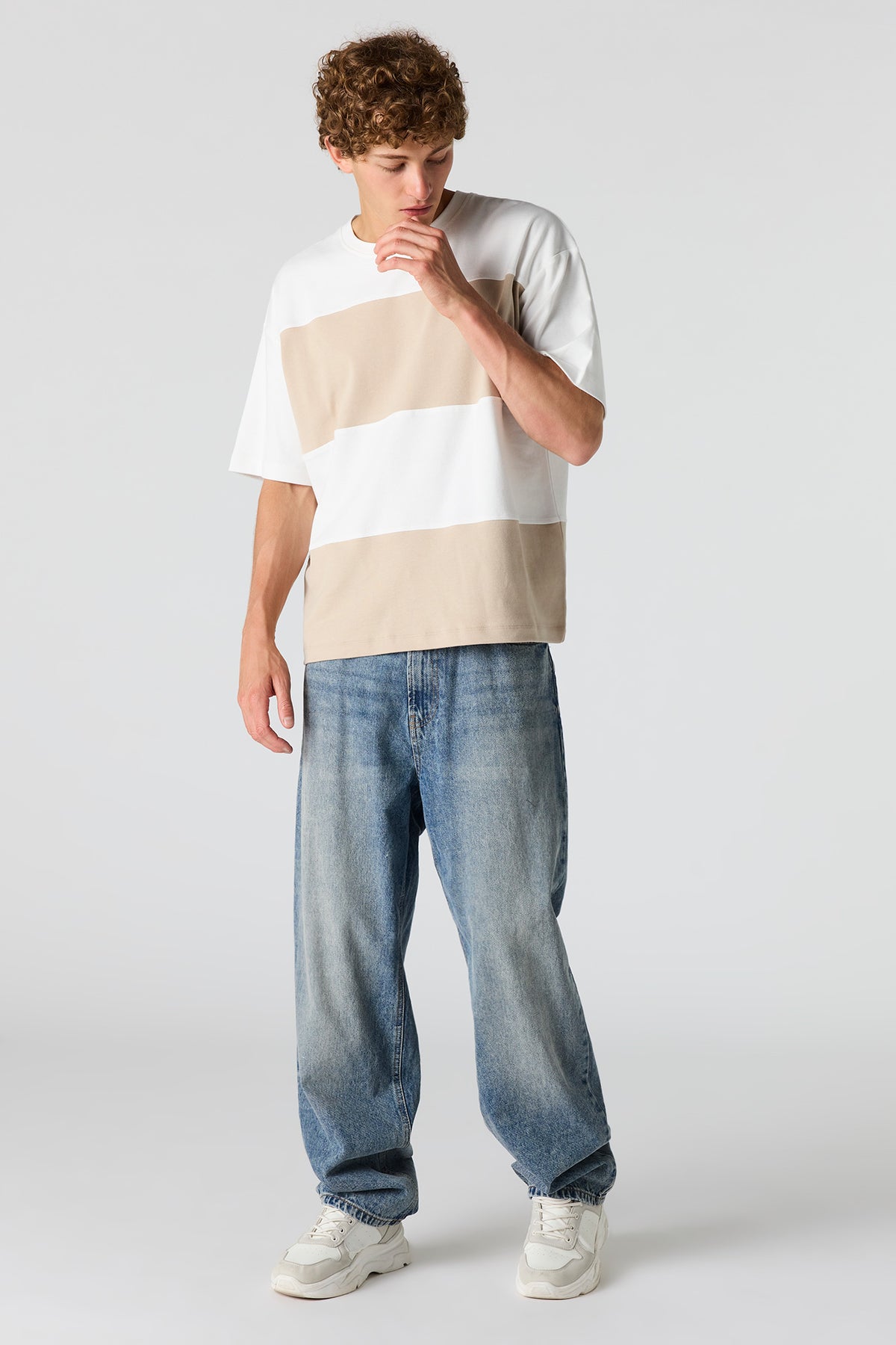 Alt View 3. Striped Boxy T-Shirt - Natural