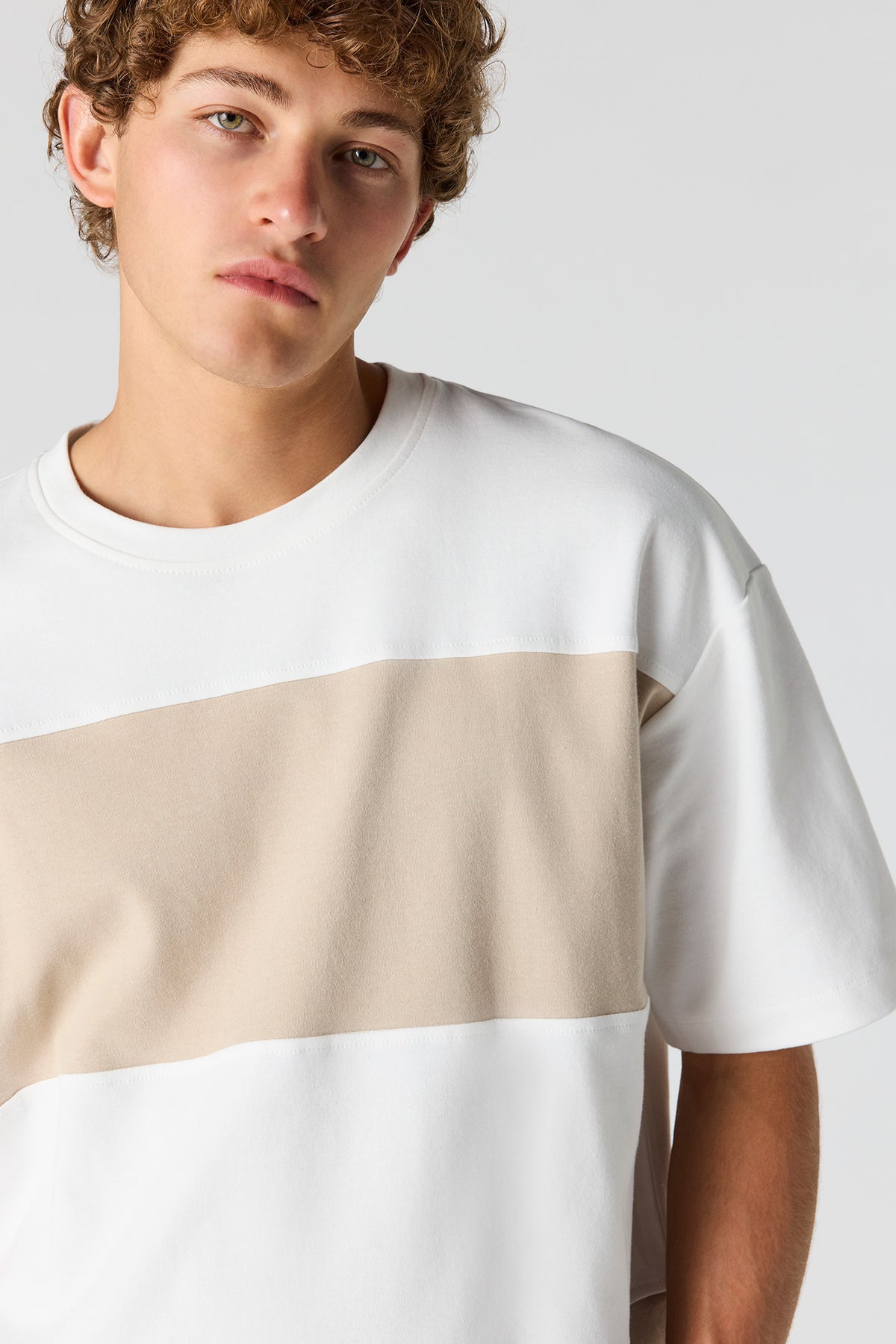 Alt View 4. Striped Boxy T-Shirt - Natural