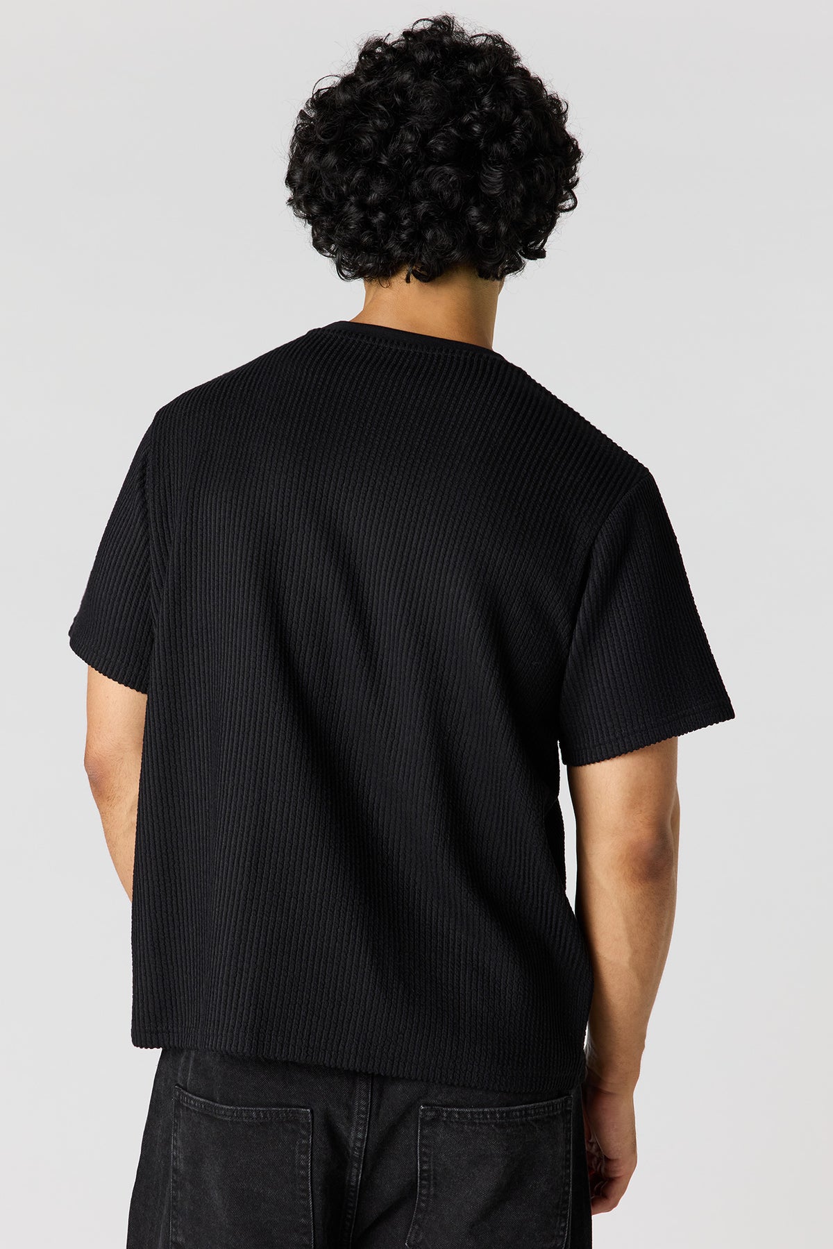 Alt View 2. Textured Patch T-Shirt - Black