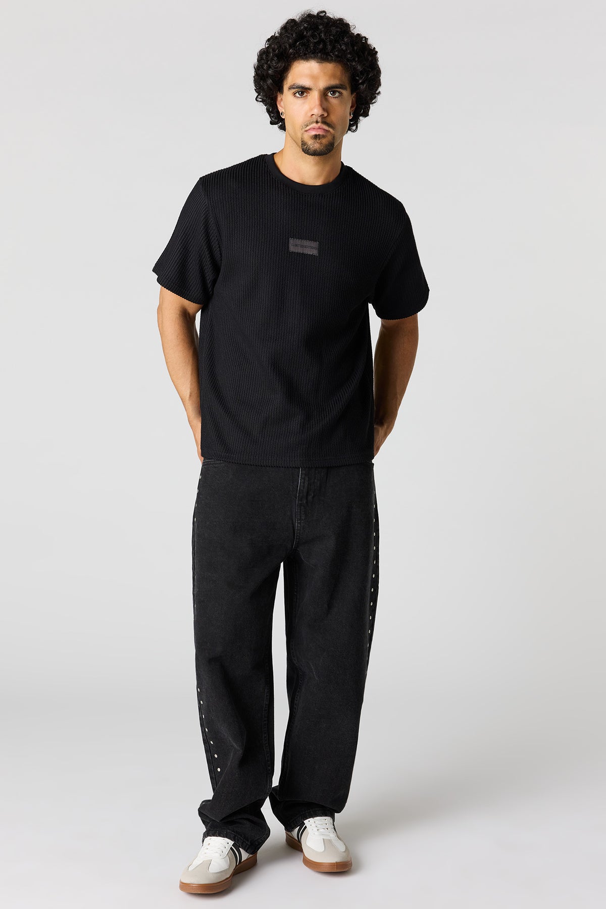 Alt View 3. Textured Patch T-Shirt - Black