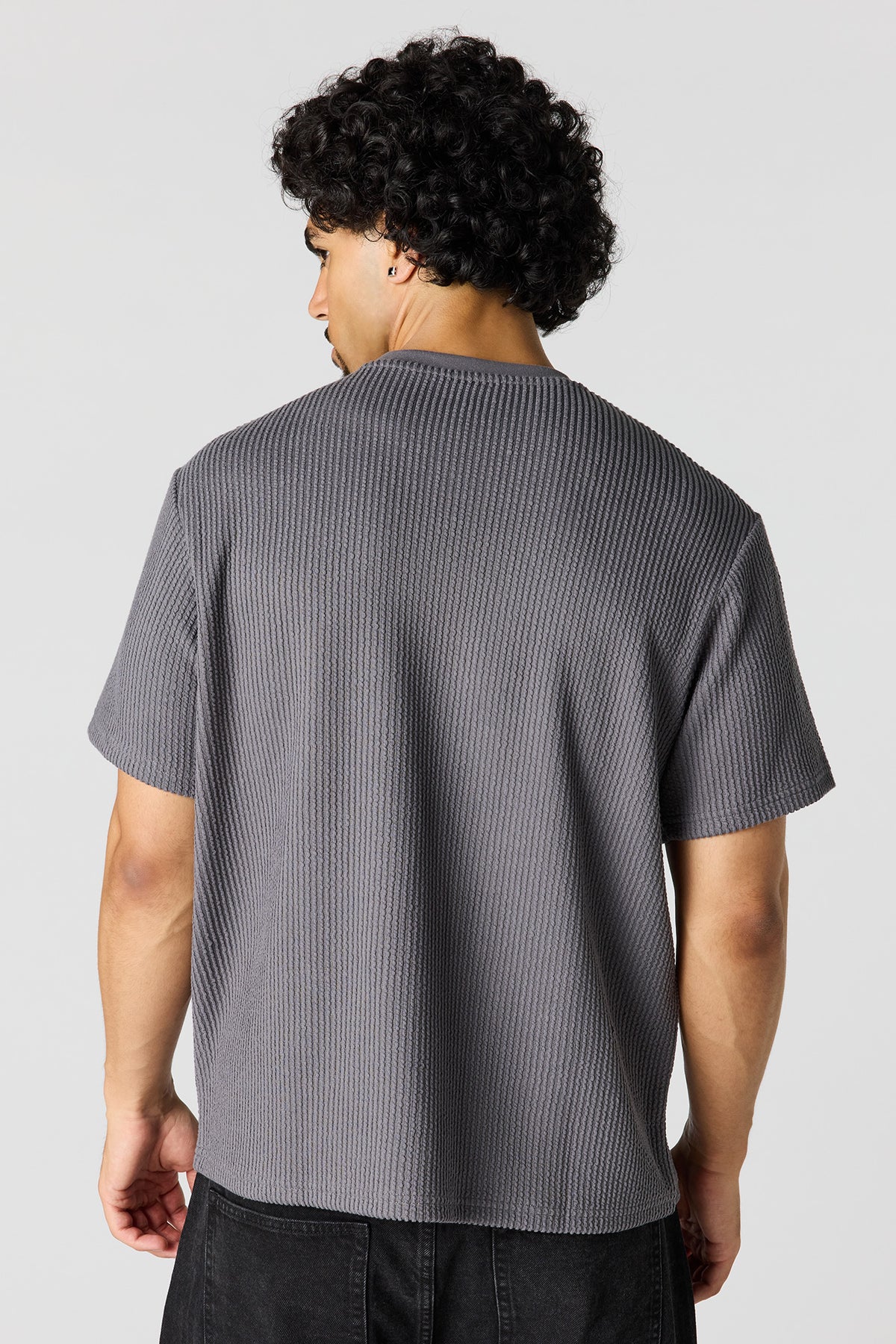 Alt View 2. Textured Patch T-Shirt - Dark Grey