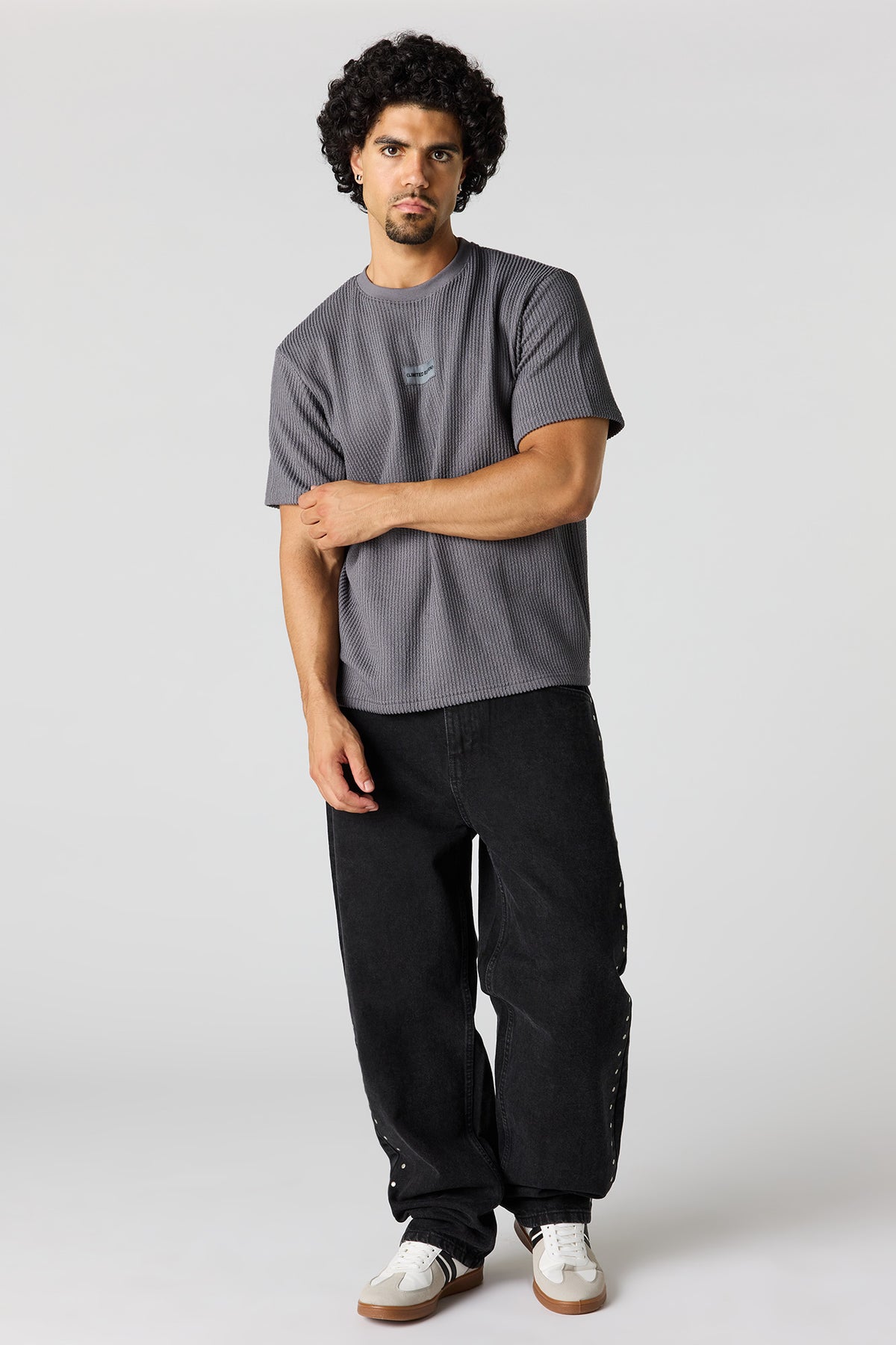 Alt View 3. Textured Patch T-Shirt - Dark Grey