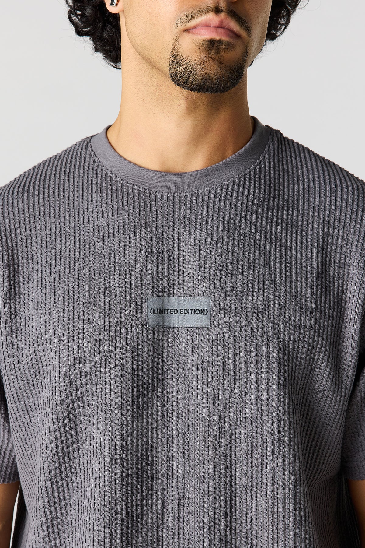 Alt View 4. Textured Patch T-Shirt - Dark Grey