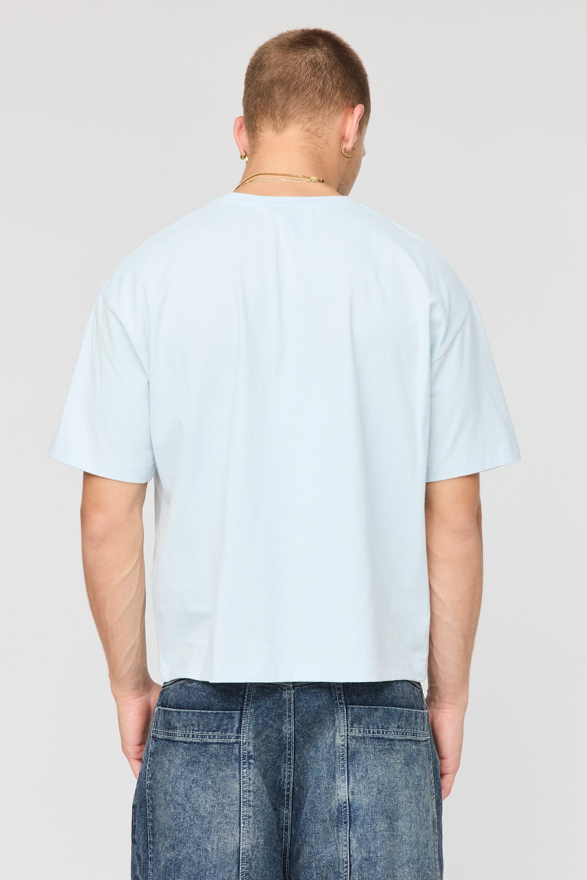 Alt View 2. Premium Heavyweight Cotton Boxy Graphic T-Shirt - Light Blue