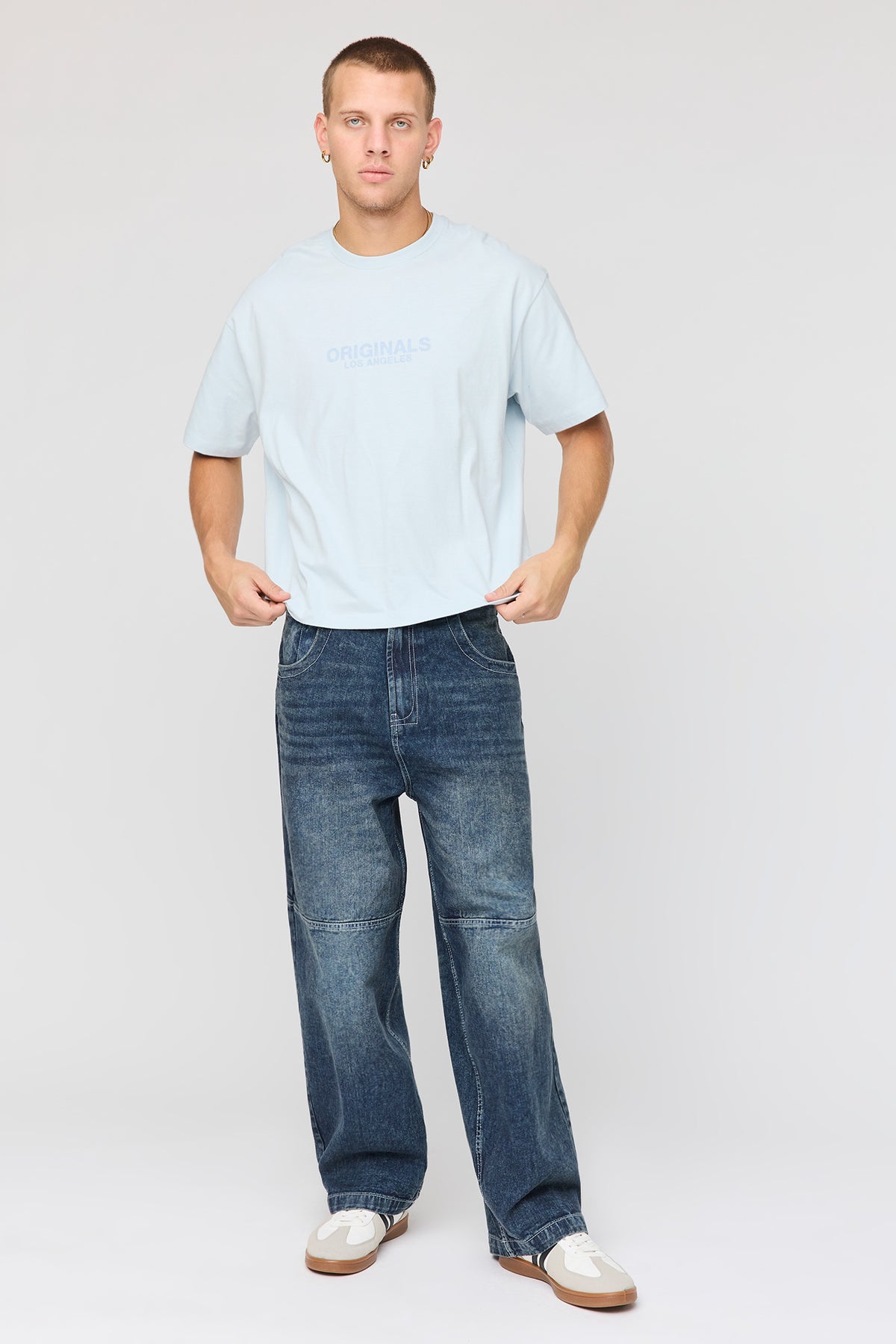 Alt View 3. Premium Heavyweight Cotton Boxy Graphic T-Shirt - Light Blue