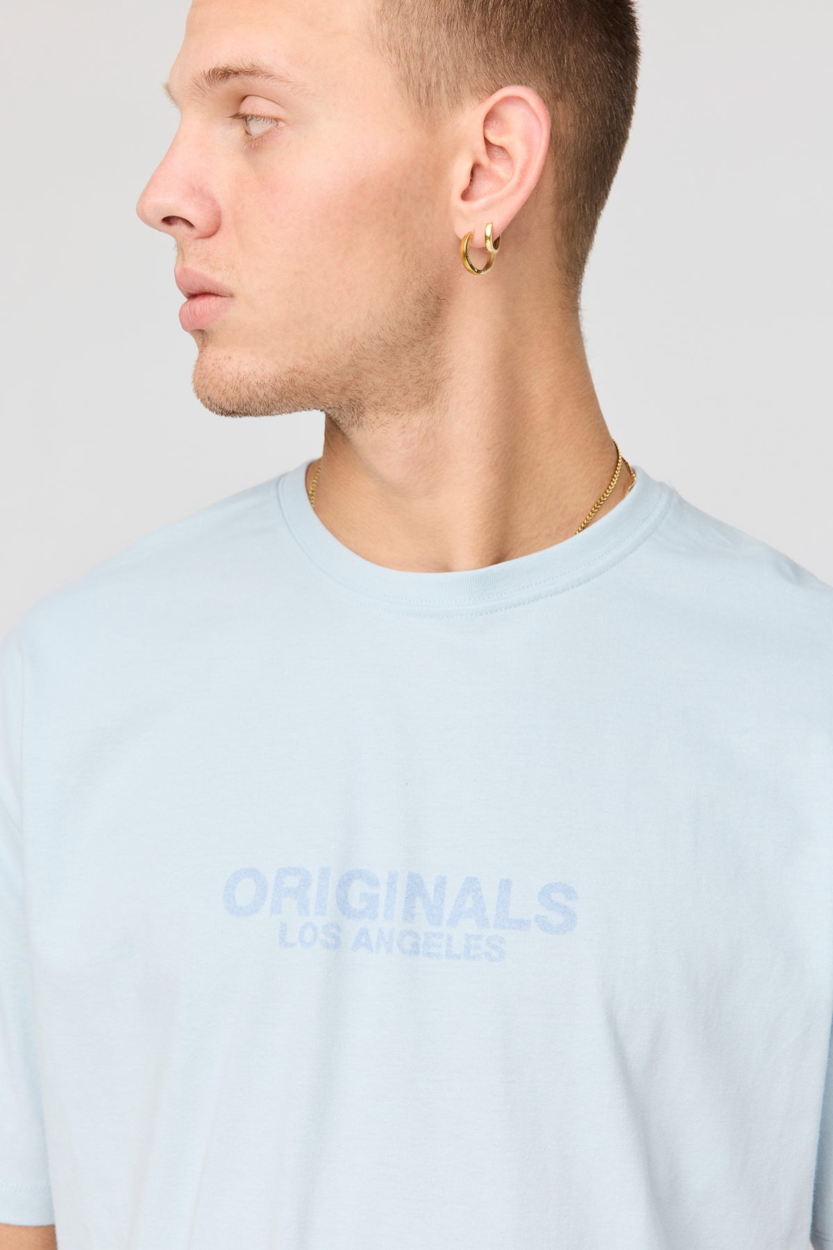 Alt View 4. Premium Heavyweight Cotton Boxy Graphic T-Shirt - Light Blue