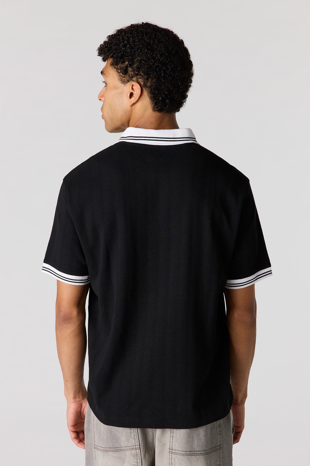 Alt View 2. Textured Polo - Black