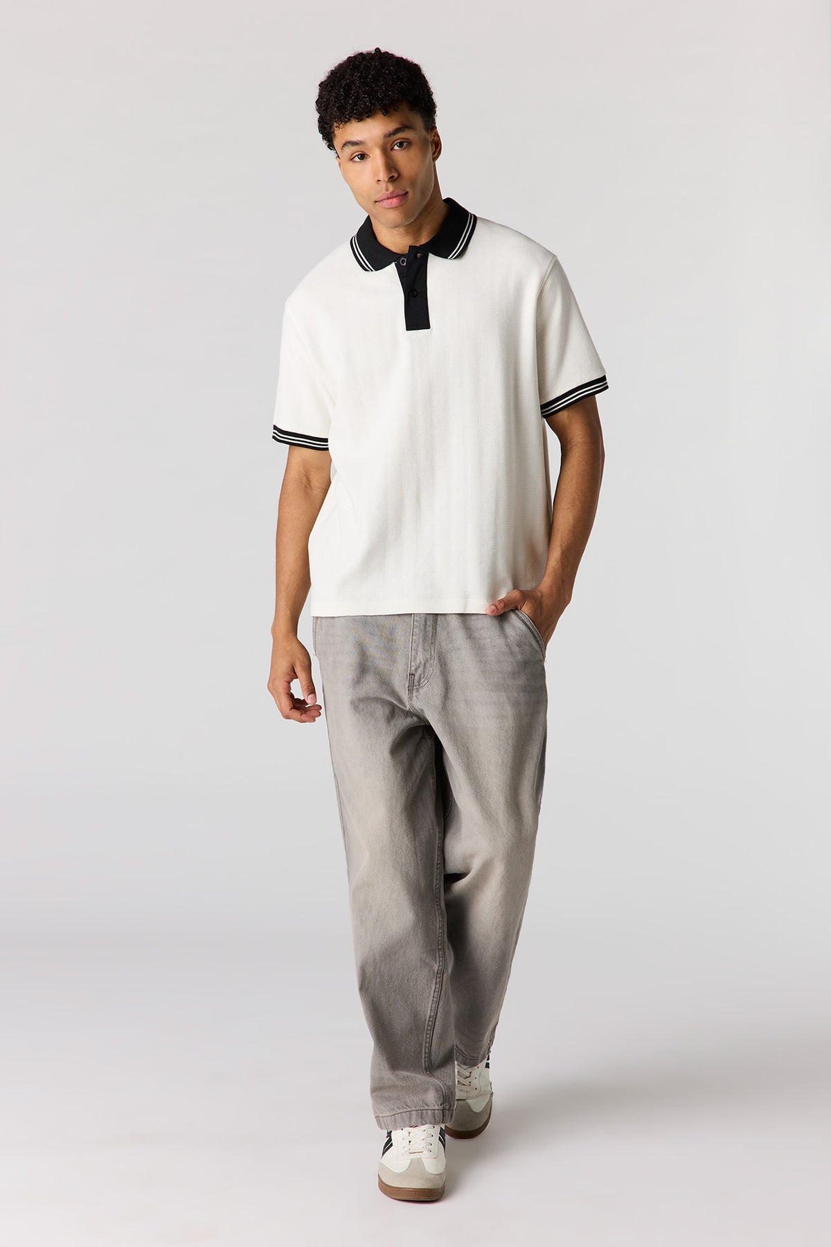 Alt View 3. Textured Polo - Off White