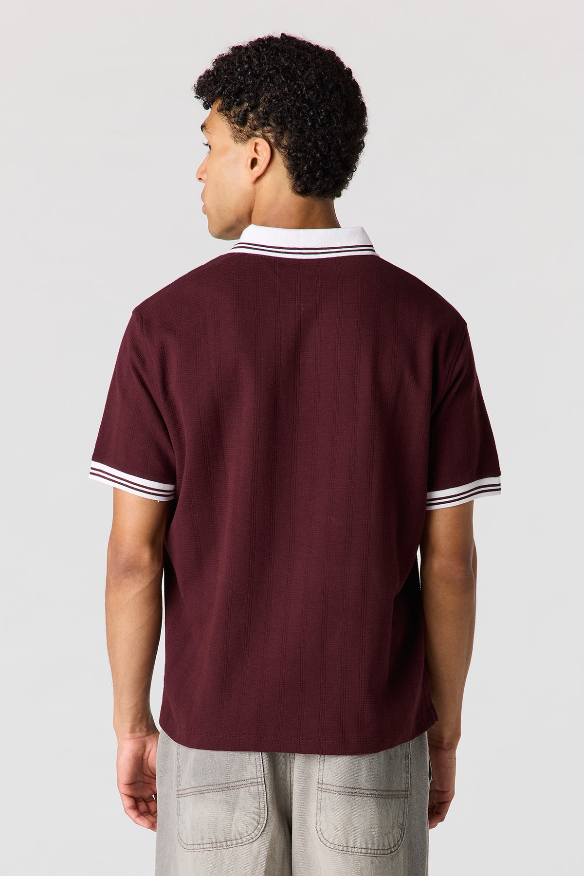 Alt View 2. Textured Polo - Burgundy