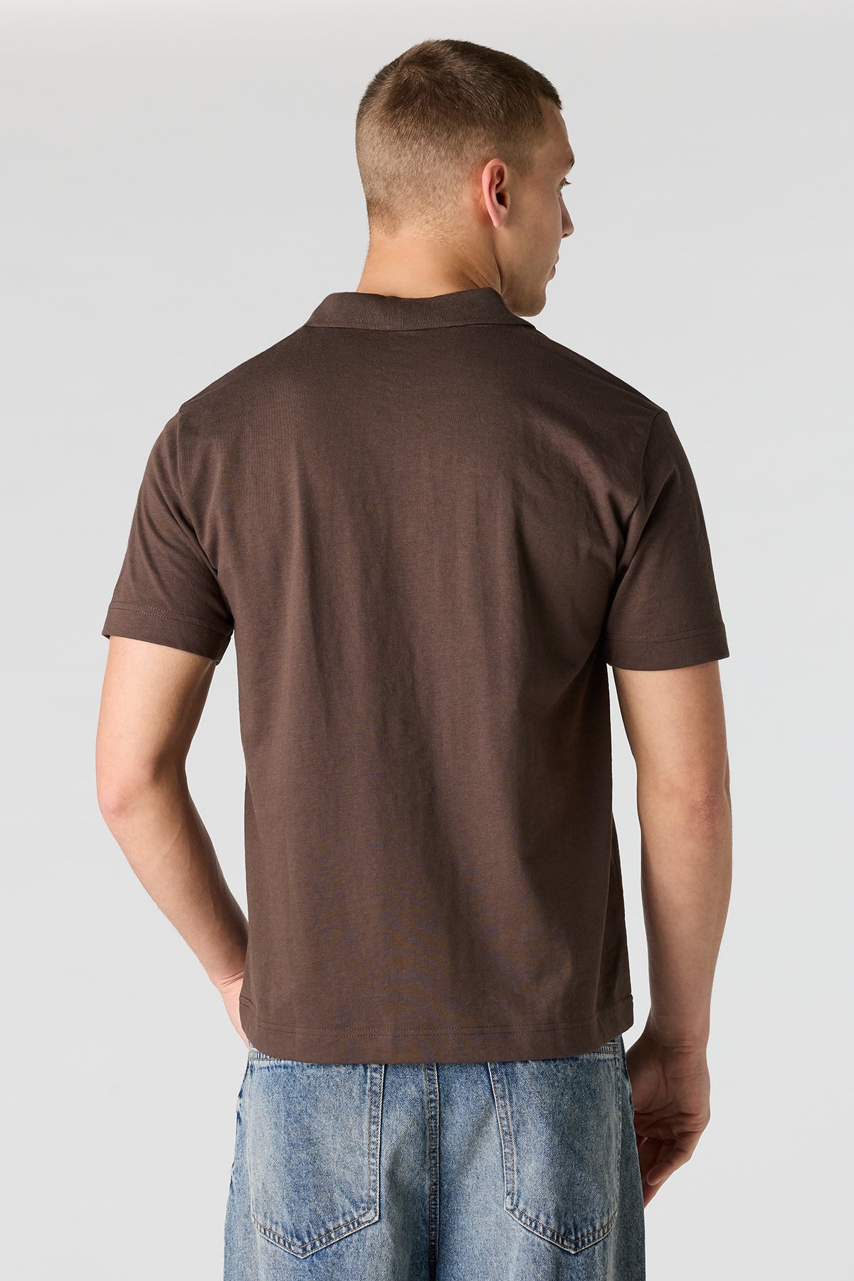 Alt View 2. Collared T-Shirt - Dark Brown