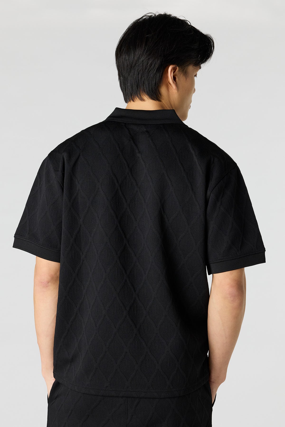 Alt View 2. Textured Polo - Black