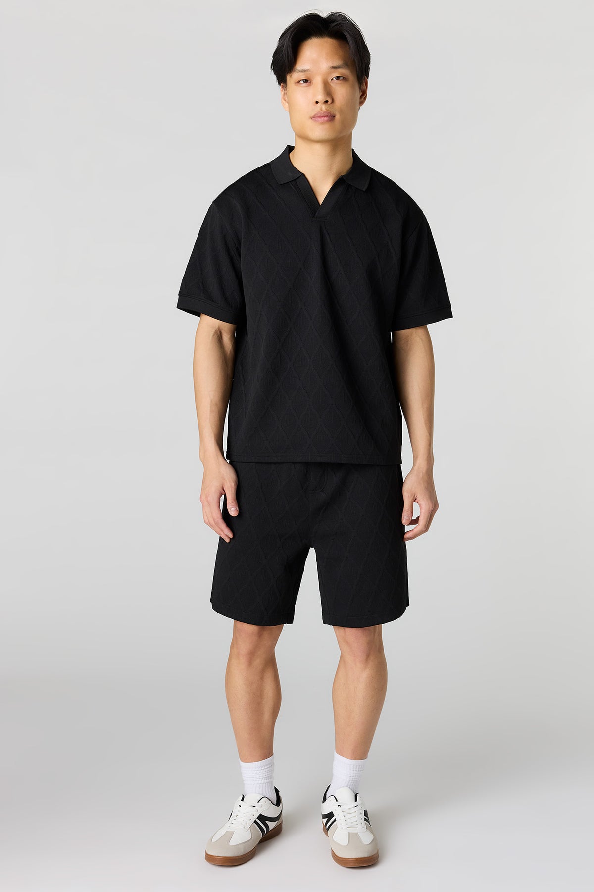 Alt View 3. Textured Polo - Black