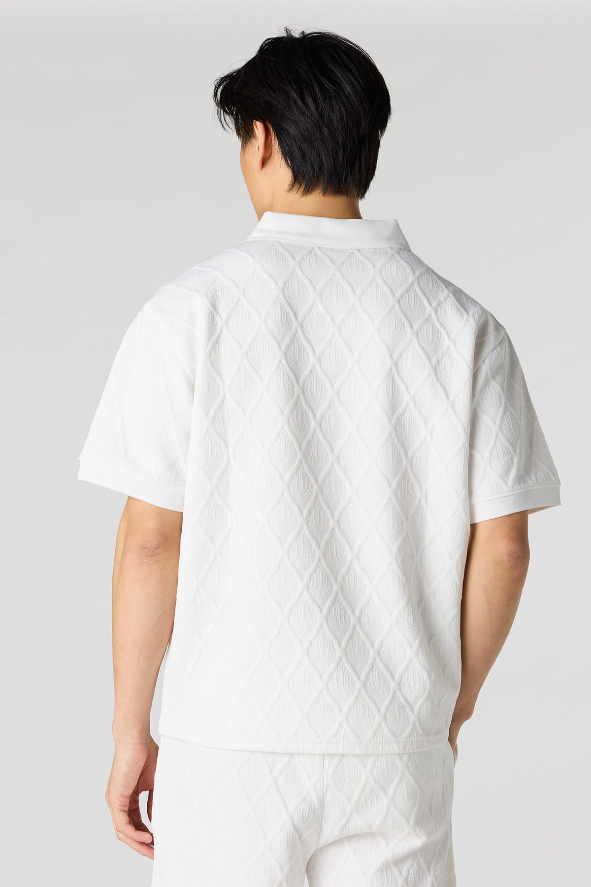 Alt View 2. Textured Polo - White