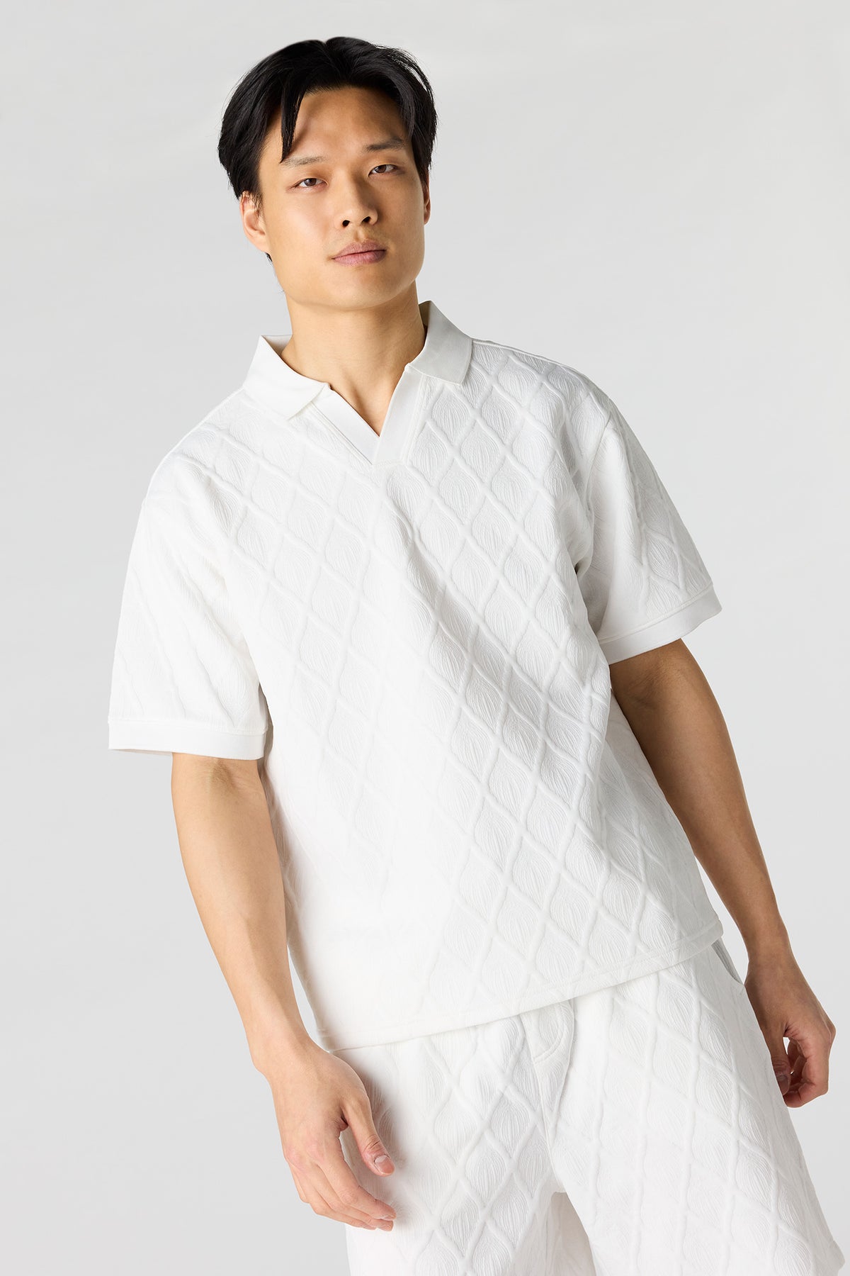 Textured Polo - White