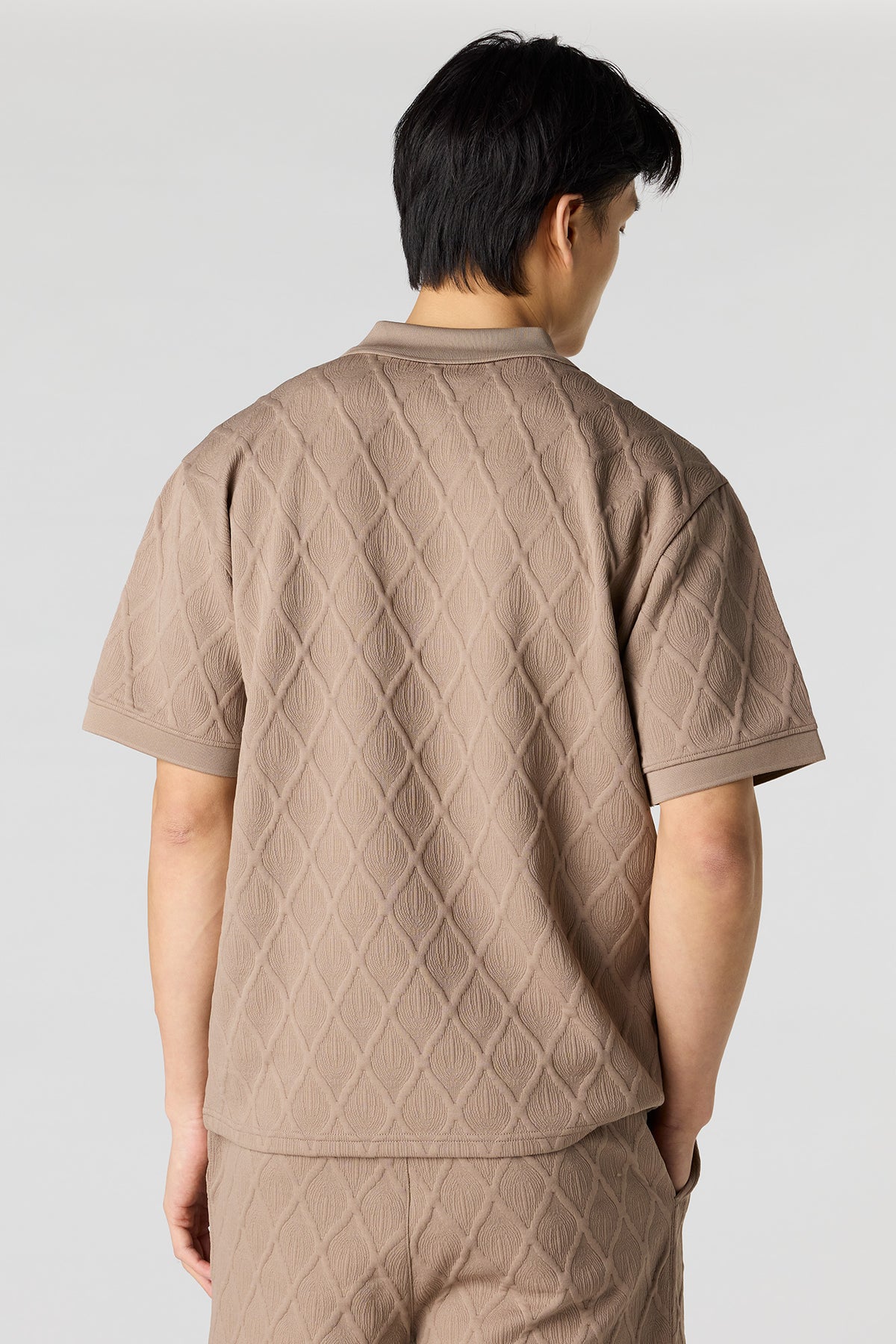 Alt View 2. Textured Polo - Brown