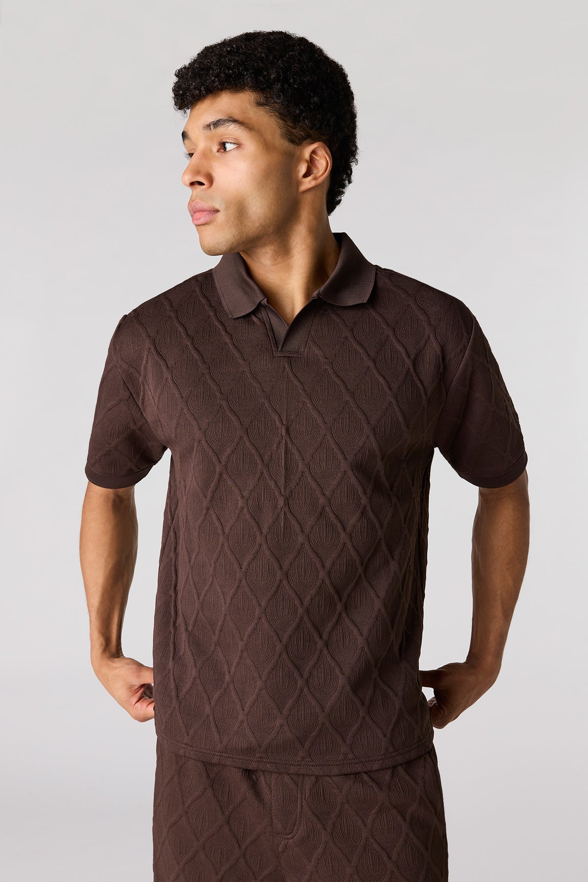 Textured Polo - Dark Brown