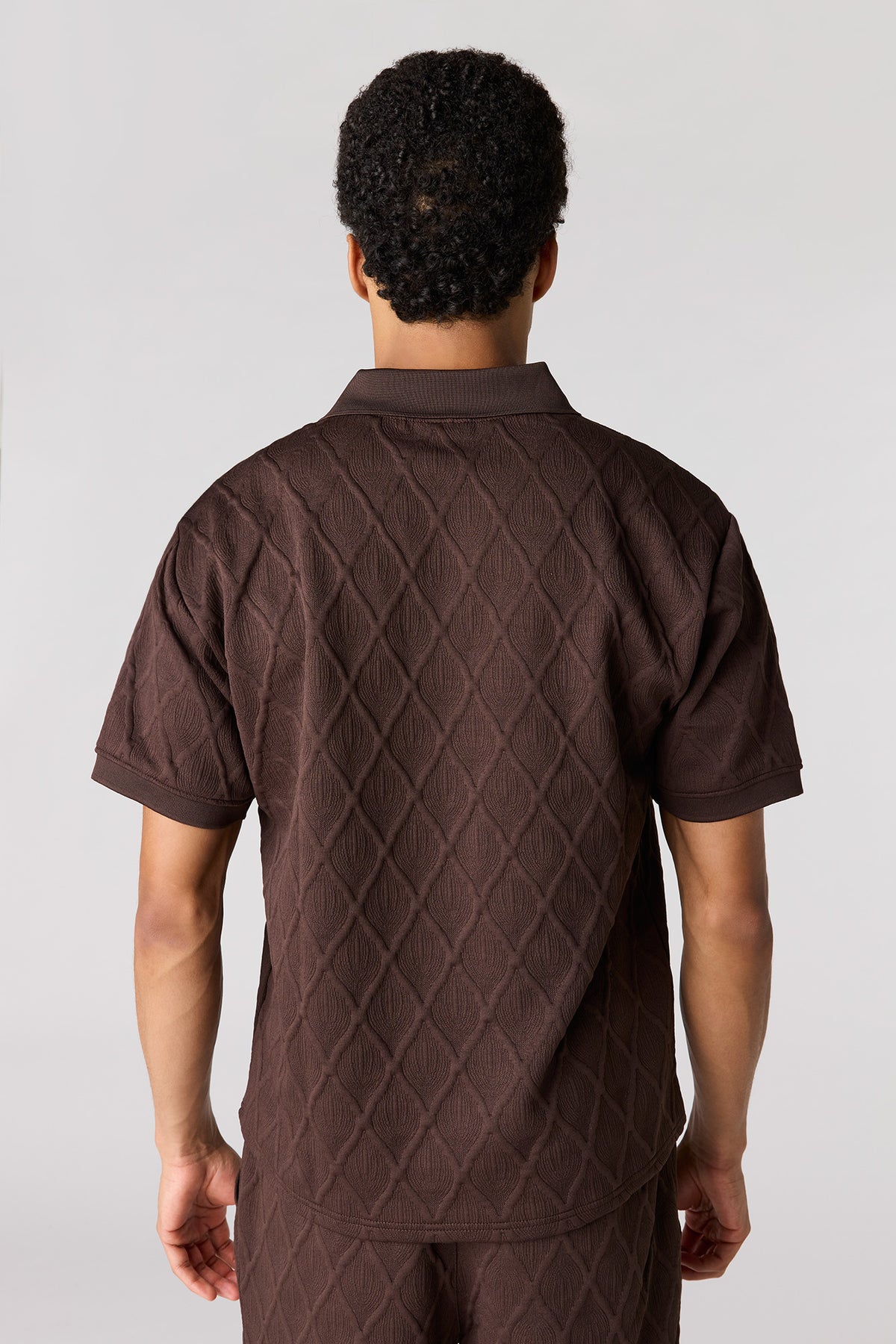 Alt View 2. Textured Polo - Dark Brown