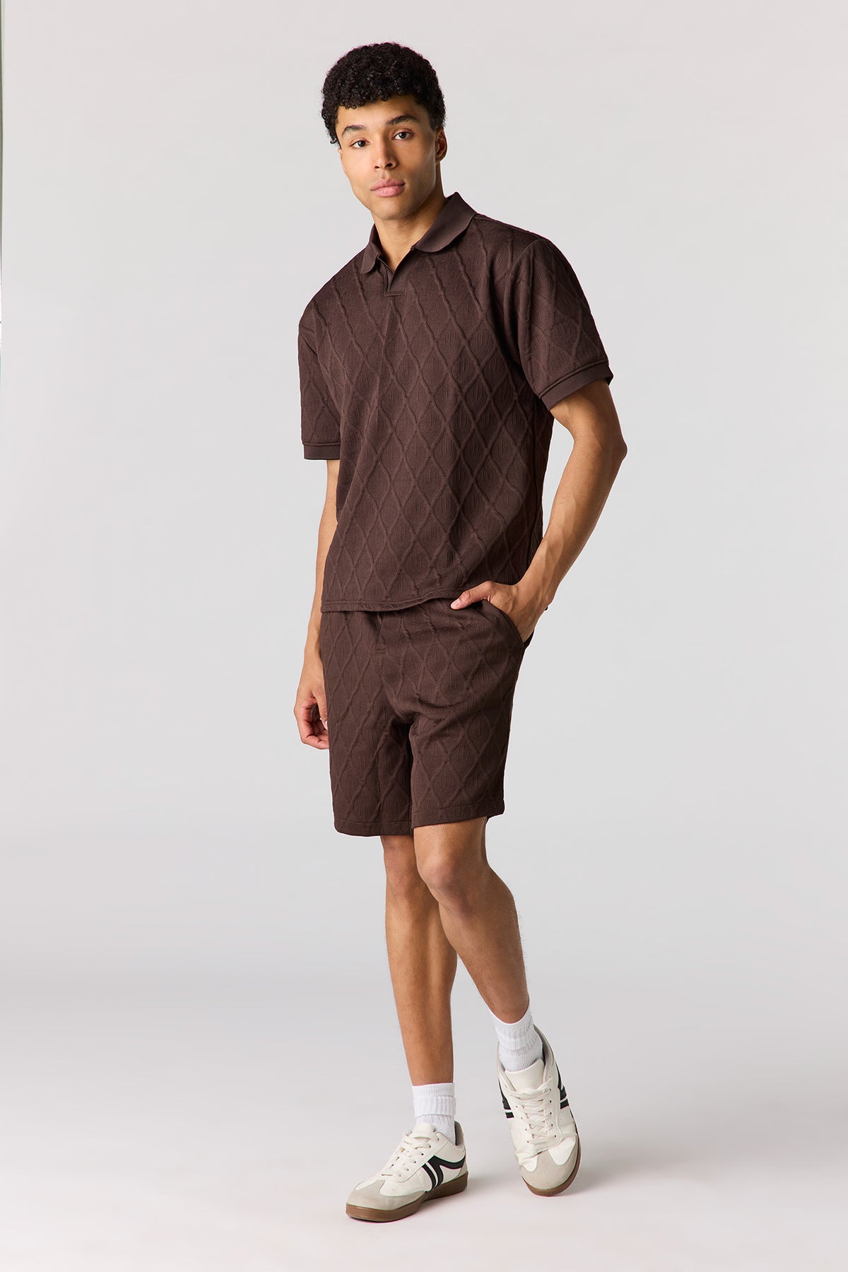 Alt View 3. Textured Polo - Dark Brown