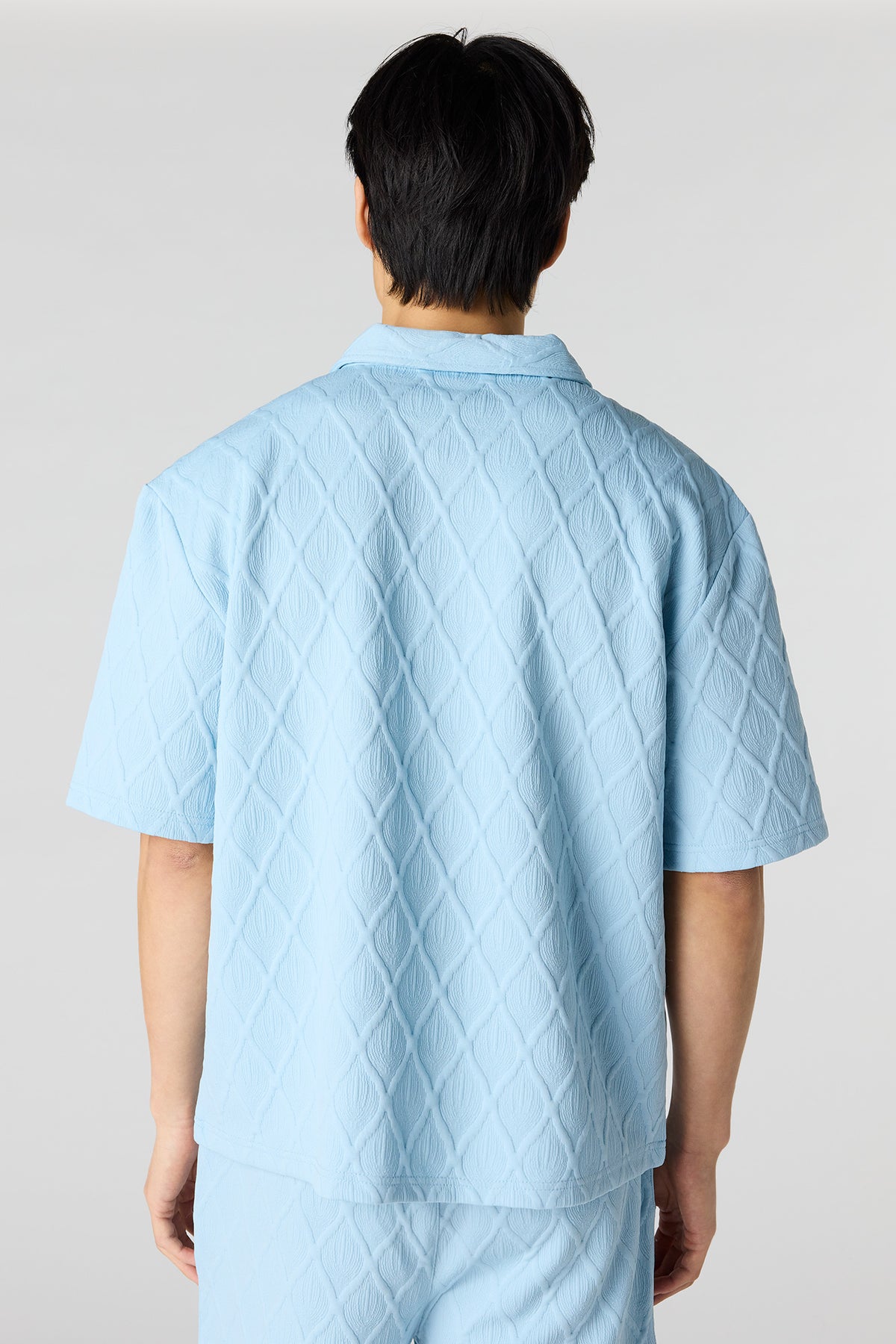 Alt View 2. Textured Button-Up Collared Top - Blue