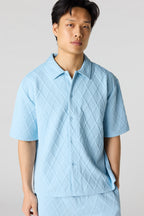 Textured Button-Up Collared Top