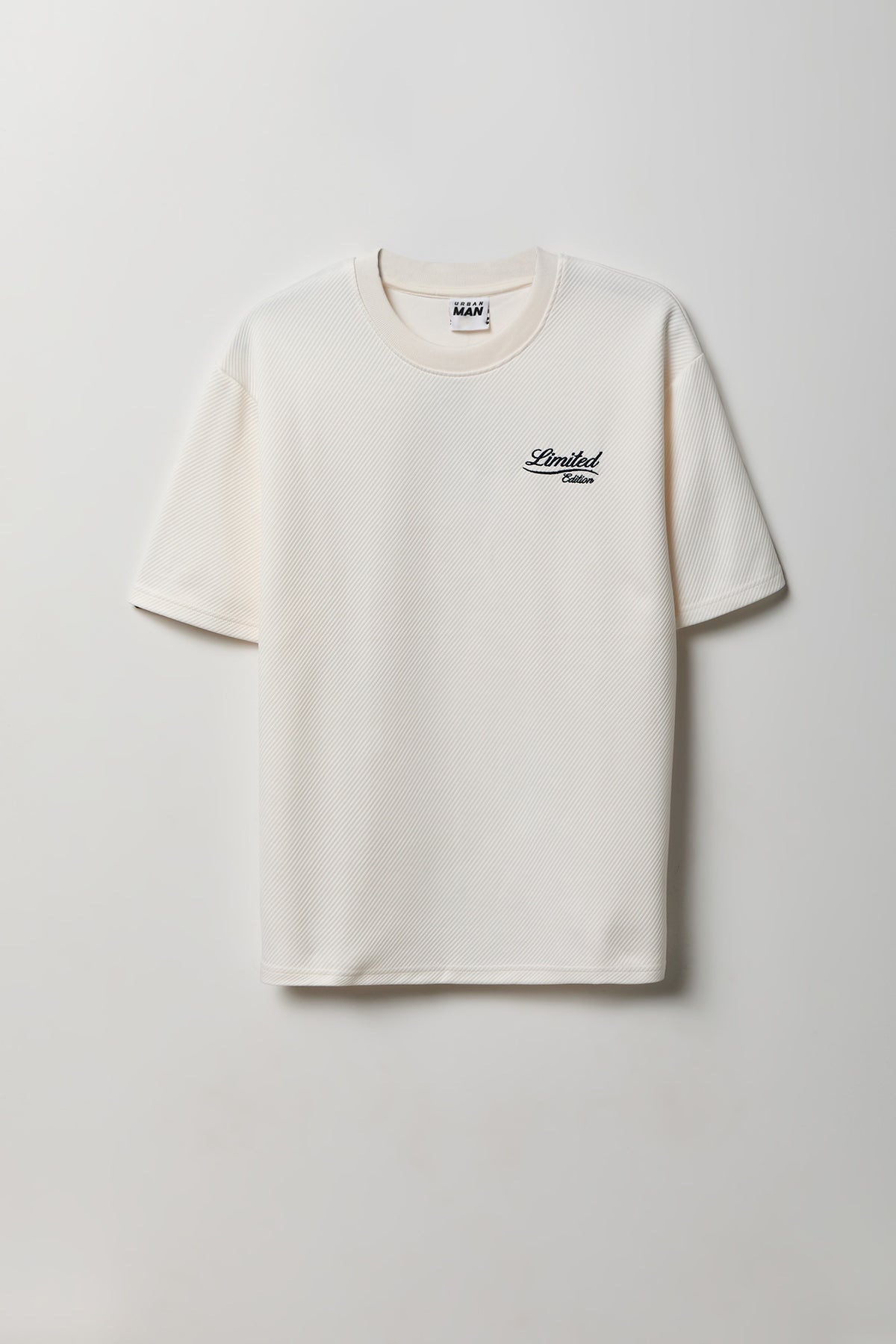Textured Embroidered T-Shirt - White