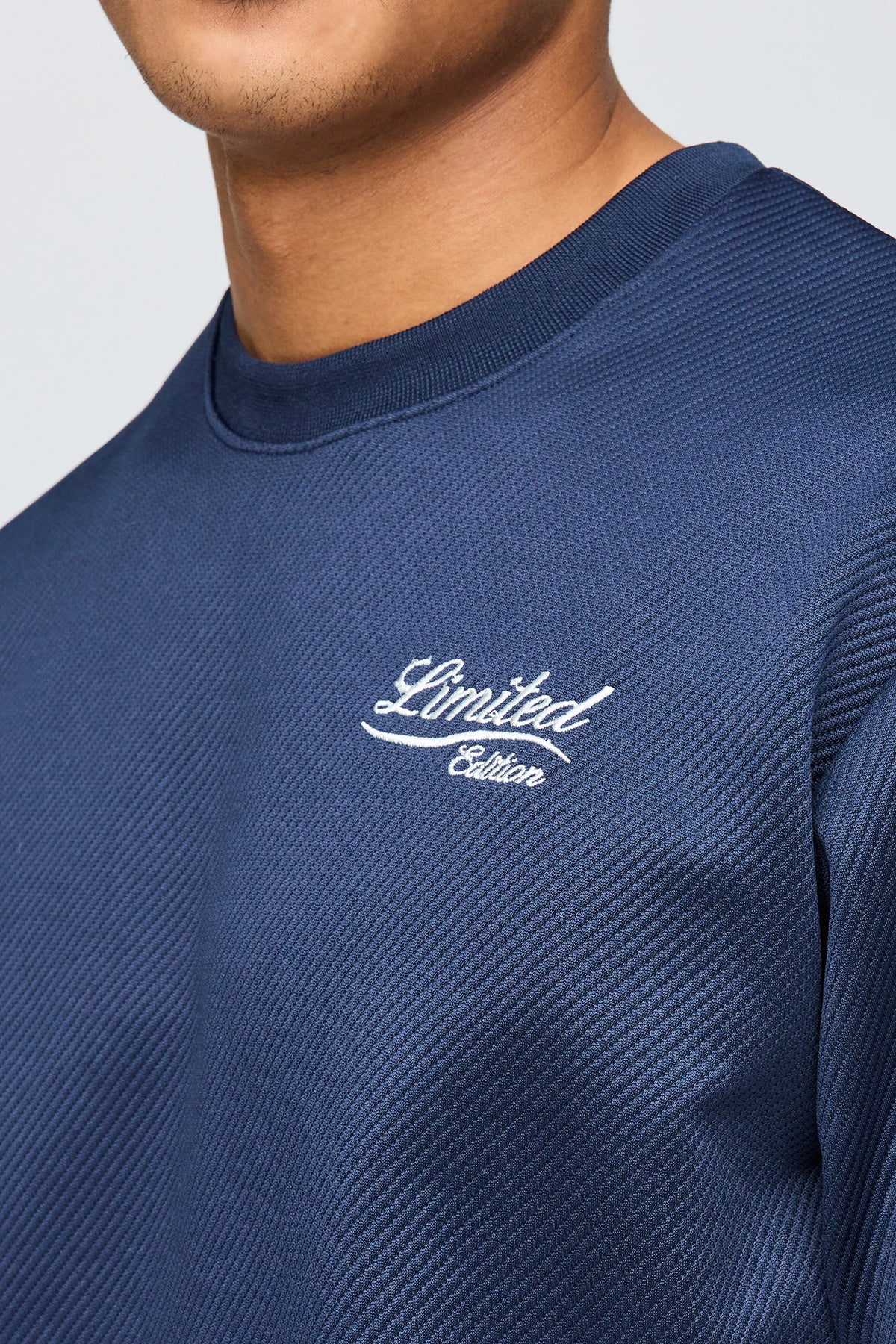Alt View 4. Textured Embroidered T-Shirt - Navy