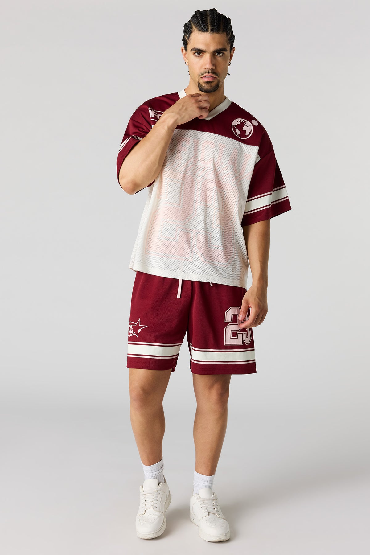 Alt View 2. Mesh Graphic Short - Burgundy