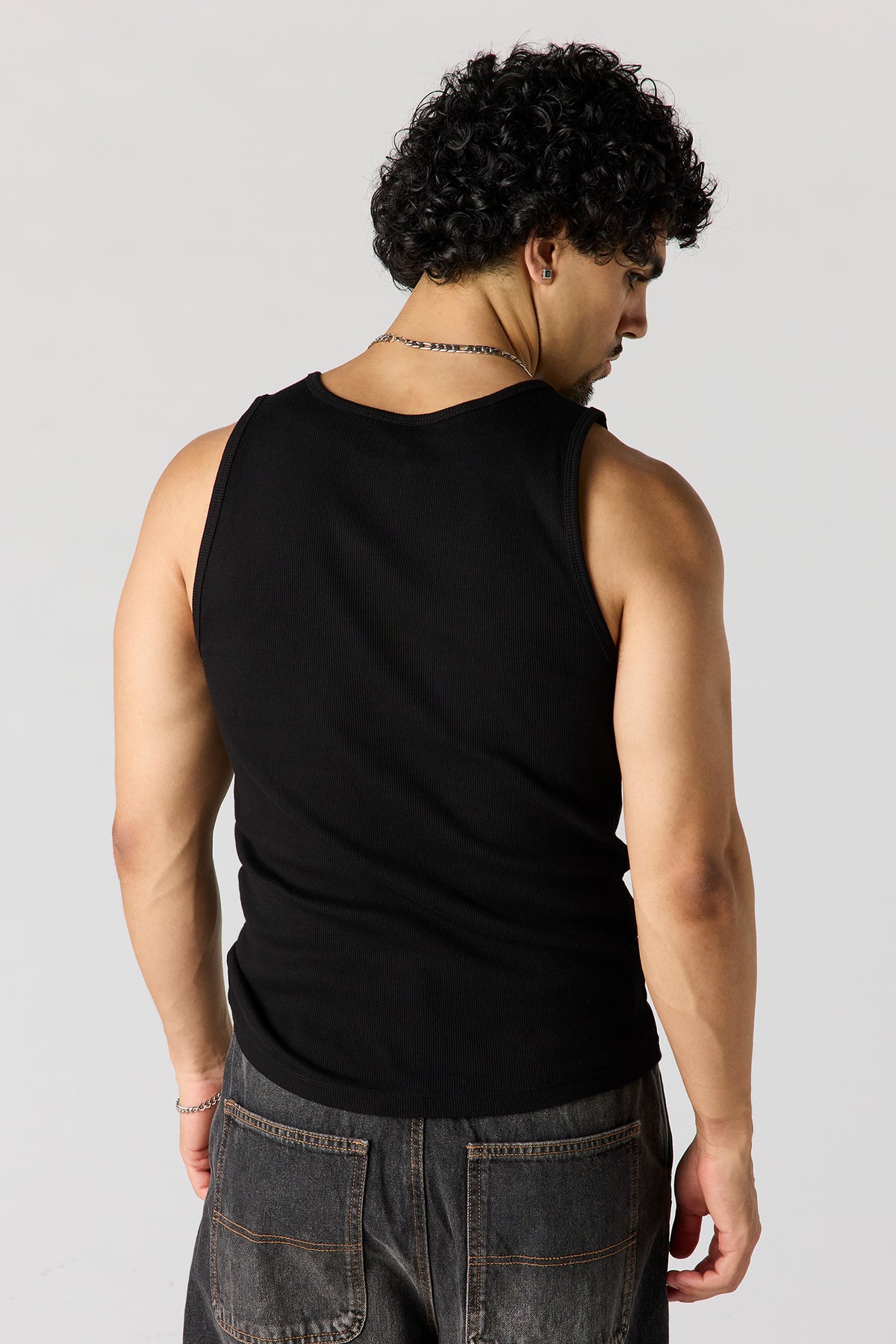 Alt View 2. Ribbed Undershirt - Black