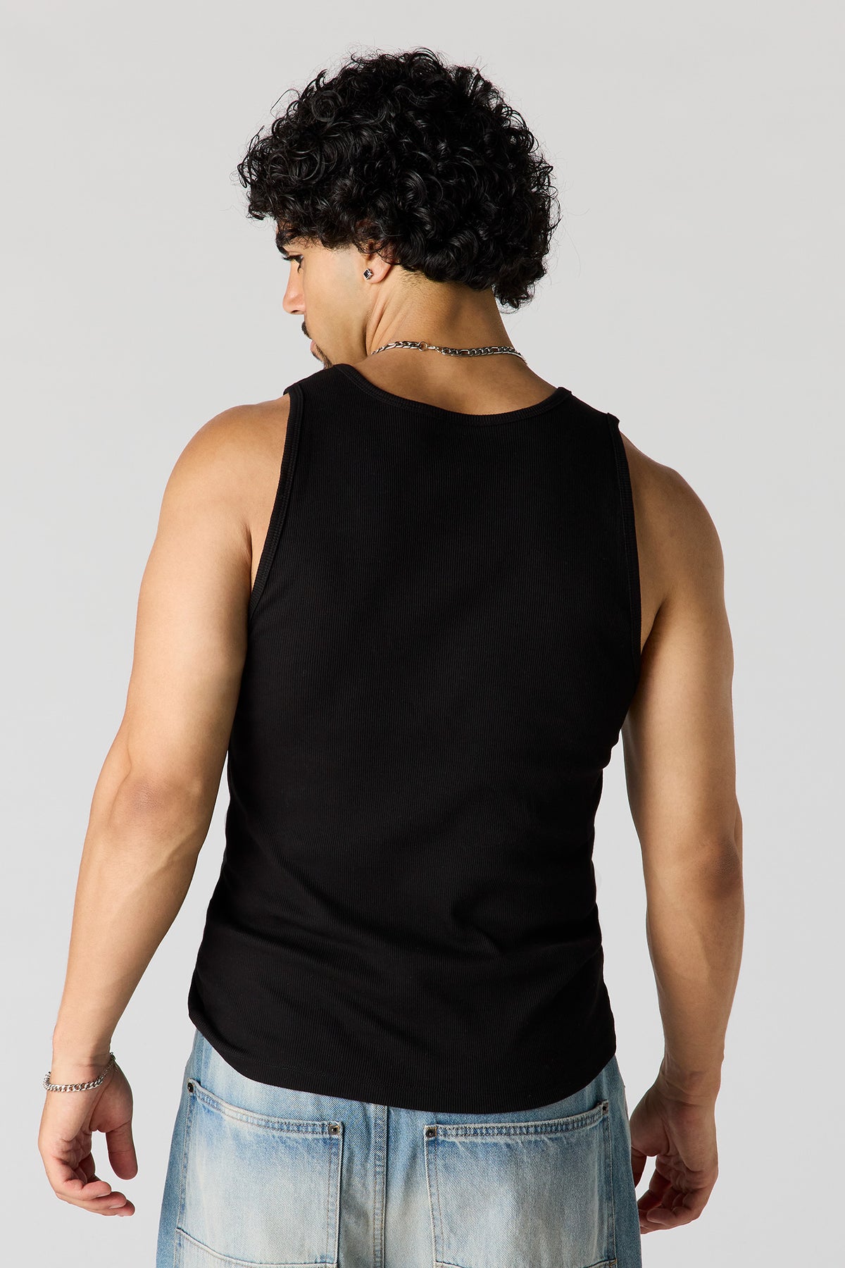 Alt View 2. Ribbed Undershirt - Black