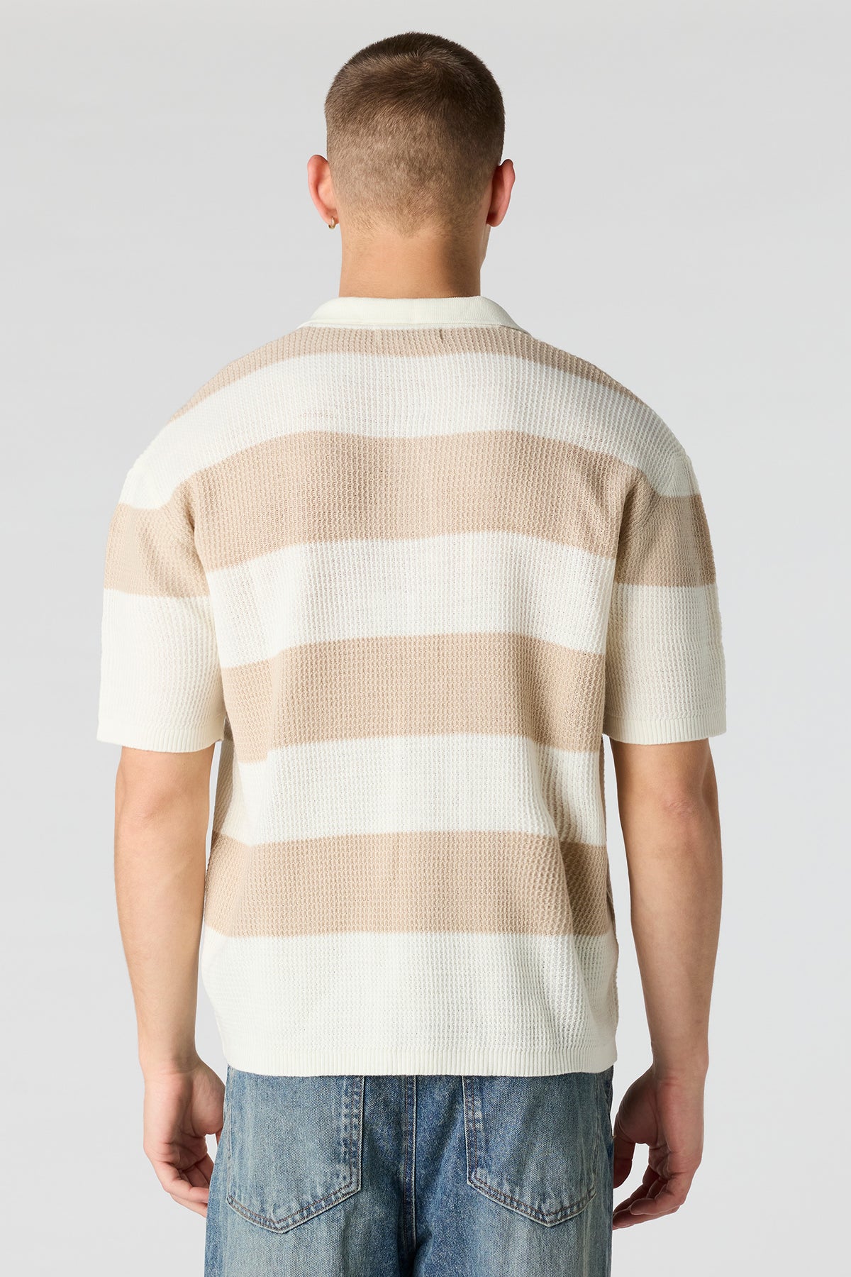 Alt View 2. Knit Collared Top - Natural