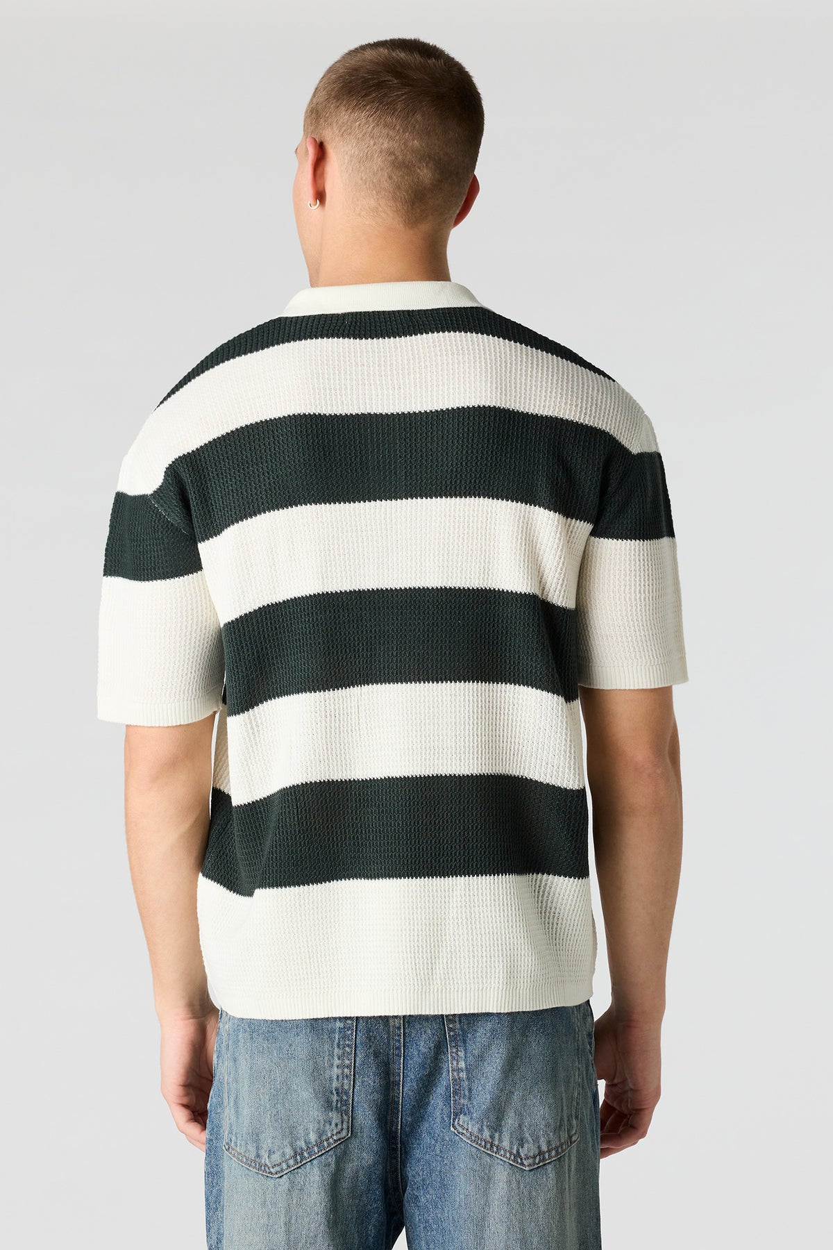 Alt View 2. Knit Collared Top - Hunter Green