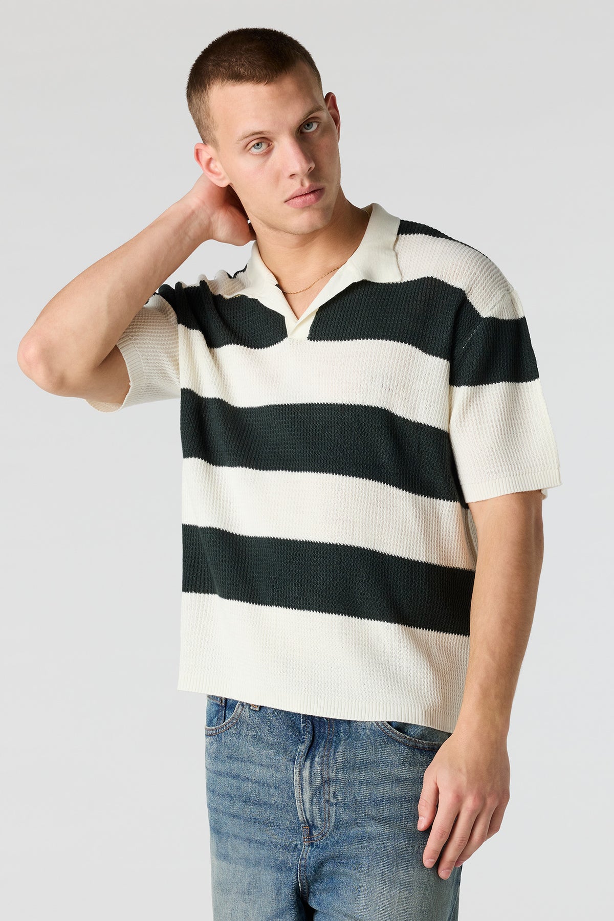 Alt View 4. Knit Collared Top - Hunter Green