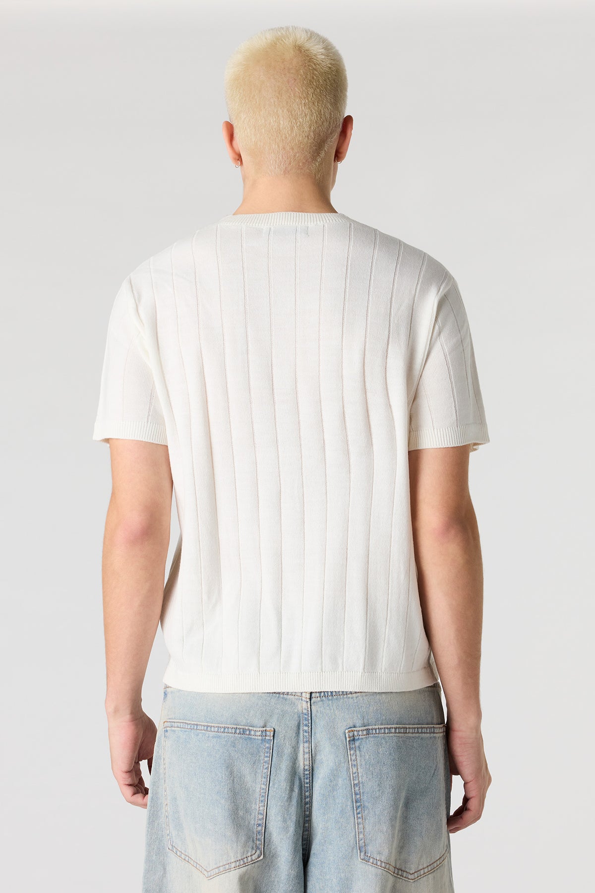 Alt View 2. Ribbed Knit T-Shirt - Off White