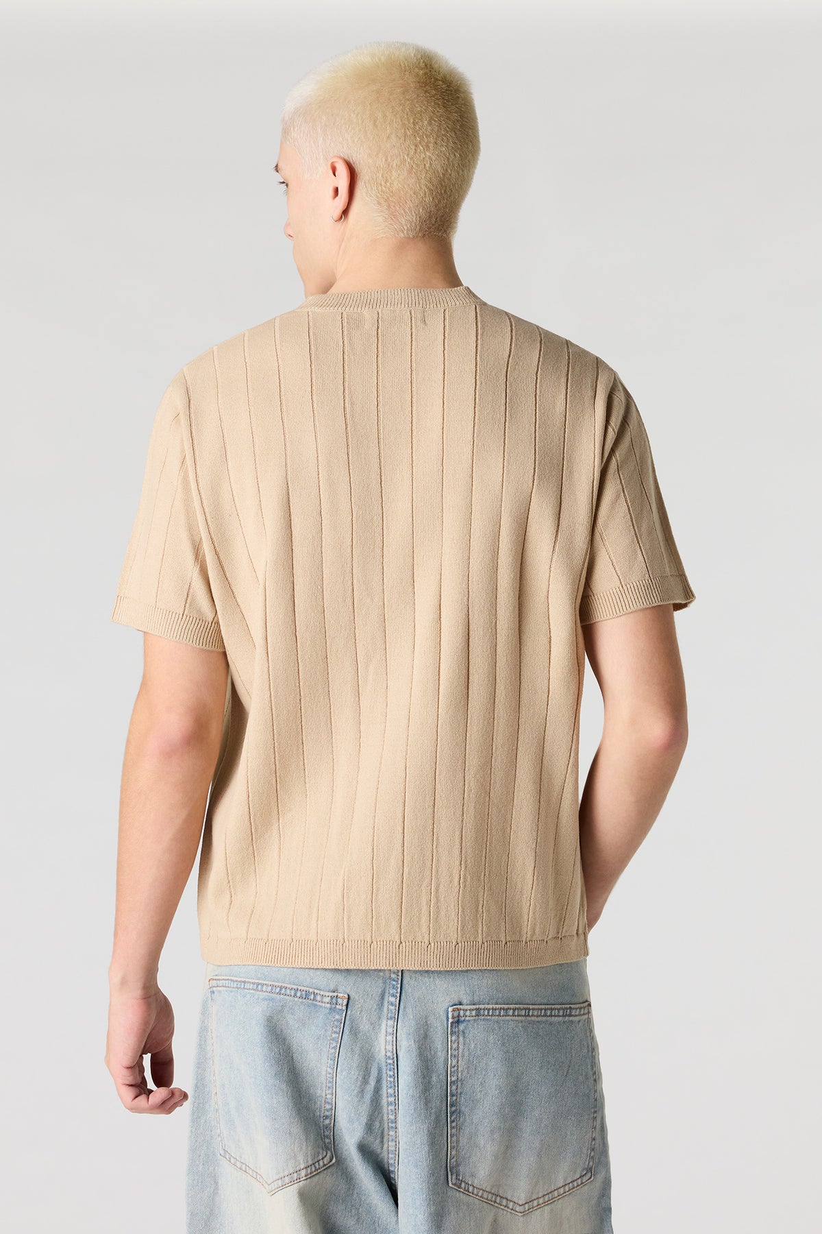 Alt View 2. Ribbed Knit T-Shirt - Natural