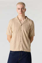 Ribbed Knit Button-Up Top