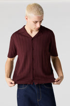 Ribbed Knit Button-Up Top