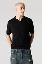 Ribbed Knit Polo