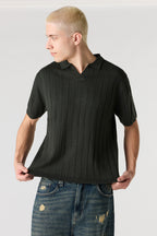 Ribbed Knit Polo
