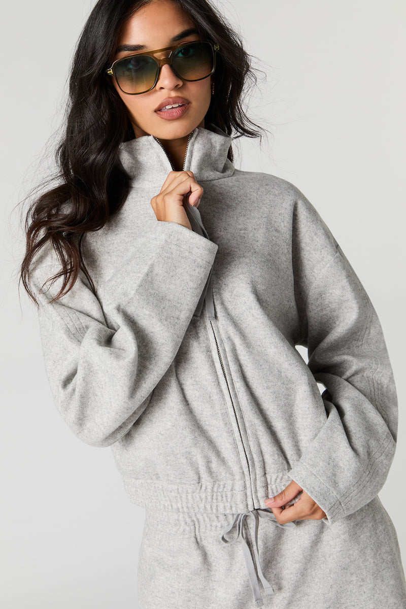 High Neck Zip-Up Jacket
