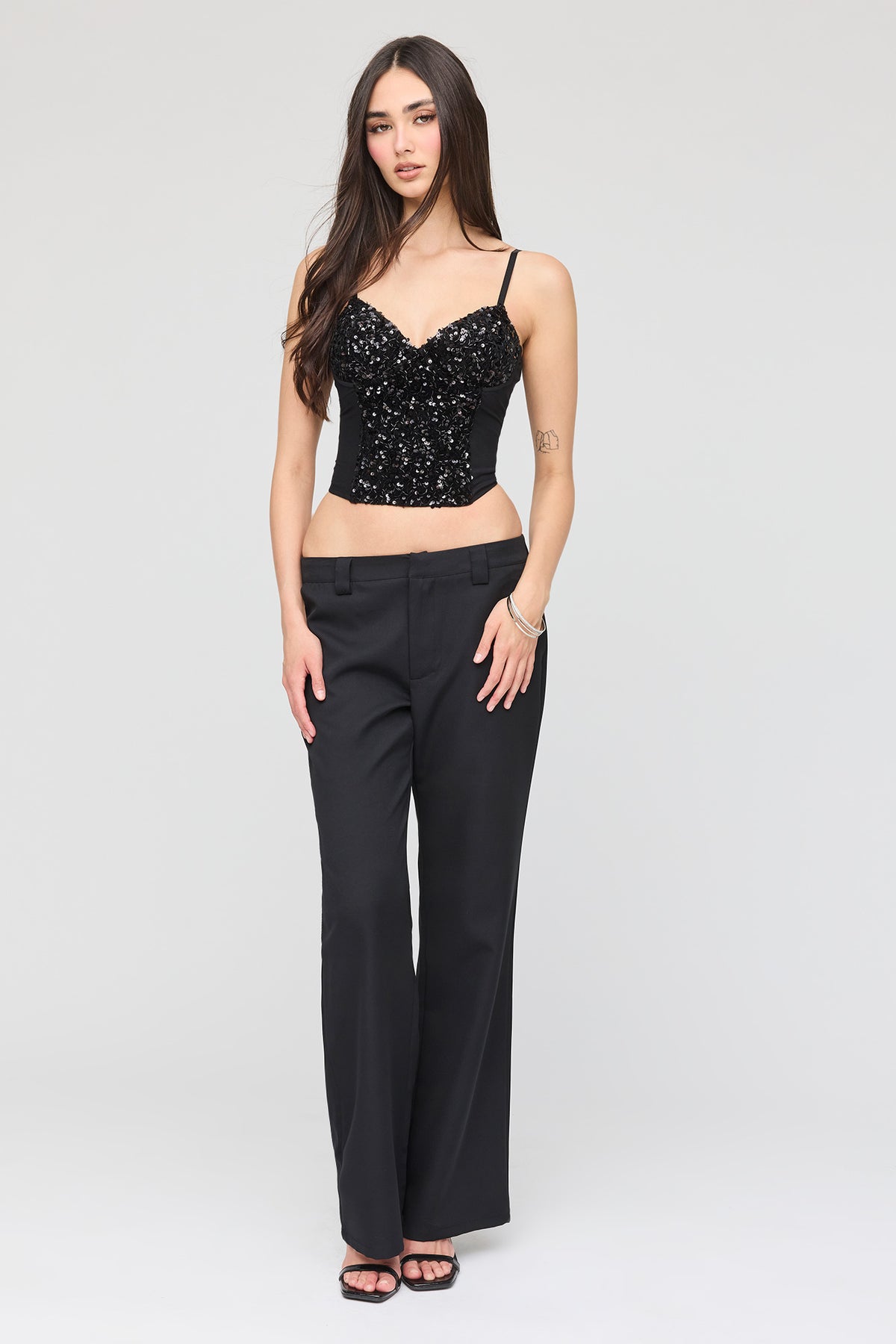 Alt View 3. Sequin Corset Top - Black